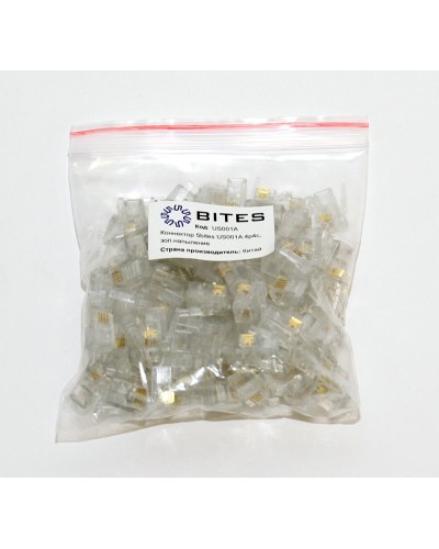 US010A (100шт). Телефонный разъем 4P4C (RJ-11). 5bites в Щелково
