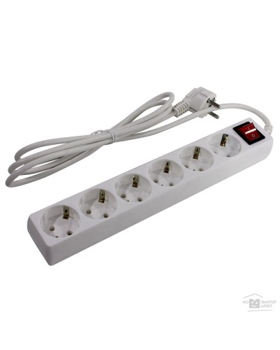 SP6W-230. Сетевой фильтр 6 розеток, 3м, белый. 5bites в Щелково