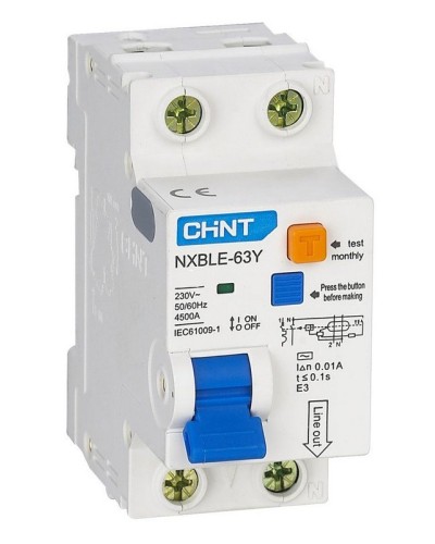 NXBLE-63Y (R) 1п+N C 6А 30мА электронный тип AC 4.5кА CHINT (105540). Автоматический выключатель дифференциального тока. CHINT в Щелково