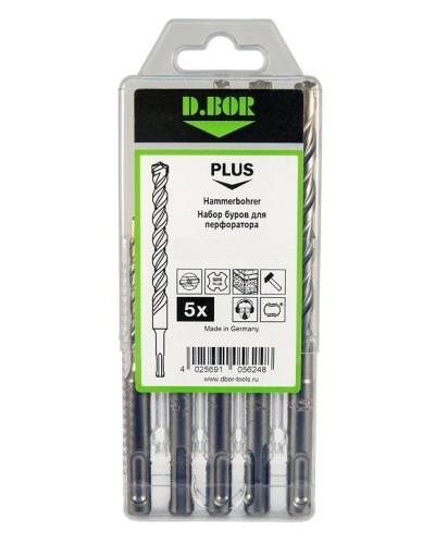 Набор буров SDS-plus V PLUS 5шт, 2-cutting (242030): Набор буров SDS-plus (6х110 мм; 6,8,10,12х160 мм) в Щелково