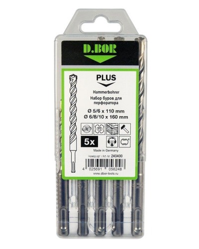 Набор буров SDS-plus V PLUS 5шт, 2-cutting (240400): Набор буров SDS-plus (5,6х110 мм; 6,8,10х160 мм) в Щелково