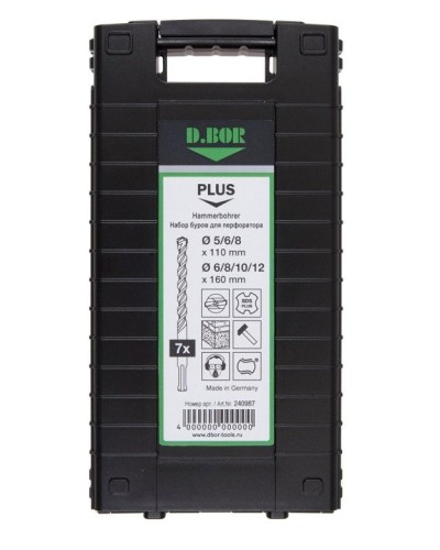 Набор буров SDS-plus V PLUS 7шт, 2-cutting (240987). Набор буров SDS-plus (5,6,8х110 мм; 6,8,10,12х160 мм). D.BOR в Щелково