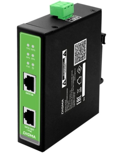 DNP30W48GDXM 10/100/1000BASE-T 30Вт 37-57В(DC). Инжектор PoE. Digma в Щелково