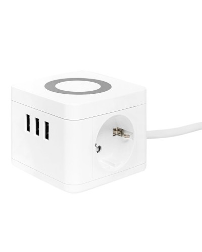 Удлинитель Куб 2 гнезда 3USB 2,4А+зарядное устройство 1,3 метра 1мм2. Удлинитель Куб. EKF в Щелково
