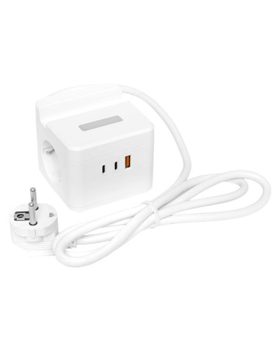 Удлинитель Куб 2 гнезда USB + 2Type C с быстрой зарядкой, подставкой под телефон и ночником 1,3 метра 1мм2. Удлинитель Куб. EKF в Щелково