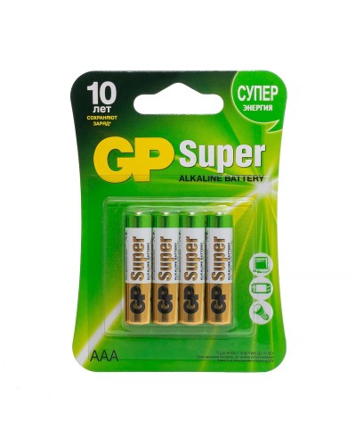 GP Super Alkaline 24A AAA (GP 24A-2CR4), упак. 4 шт. БЛИСТЕР. Алкалиновые батарейки. GP Batteries в Щелково