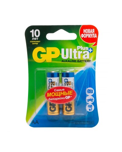 GP Ultra Plus Alkaline 15A AA (GP 15AUP-2CR2), упак. 2 шт. БЛИСТЕР. Алкалиновые батарейки. GP Batteries в Щелково