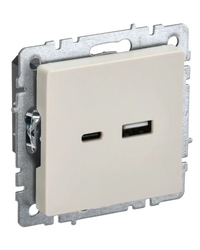 Розетка USB A+C 18Вт РЮ11-1-БрКр бежевый BRITE (BR-U22-018-K10). Розетка USB. IEK в Щелково