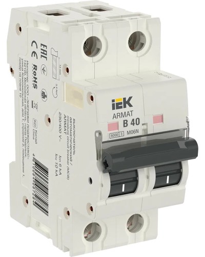M06N 2P B 40А 6кА ARMAT (AR-M06N-2-B040). Автоматический выключатель. IEK в Щелково