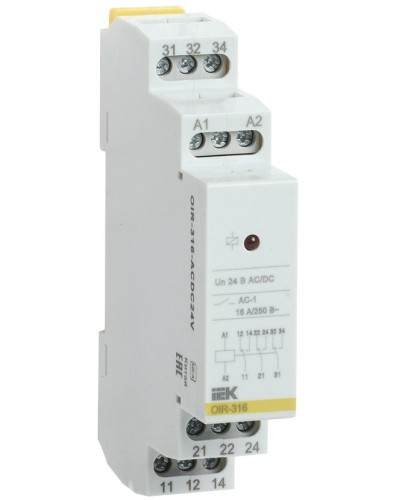Реле промежуточное модульное OIR 3 контакта 16А 24В AC/DC (OIR-316-ACDC24V). Реле промежуточное модульное. IEK в Щелково