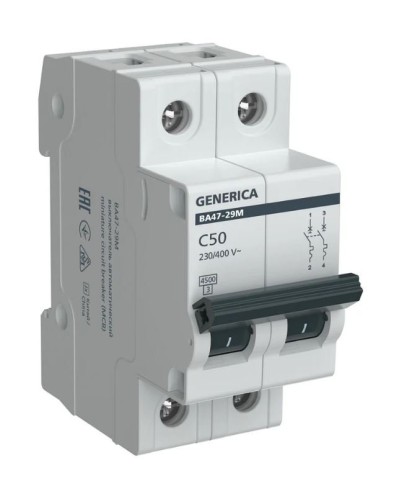 GENERICA ВА47-29М 2P C 50А 4,5кА (MVA21-2-050-C-G). Автоматический выключатель. IEK в Щелково