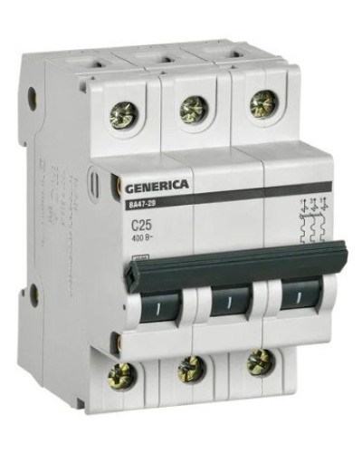 GENERICA ВА47-29 3P C 25А 4,5кА (MVA25-3-025-C). Автоматический выключатель. IEK в Щелково