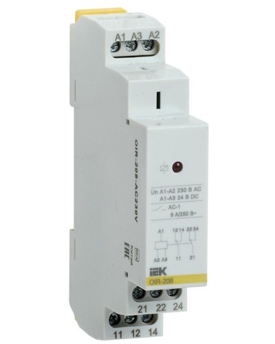 Реле промежуточное модульное OIR 2 контакта 8А 230В AC (OIR-208-AC230V). Реле промежуточное модульное. IEK в Щелково
