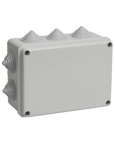 Коробка распаячная КМ41241 150х110х70 открытой проводки IP44 10 гермовводов серая (UKO10-150-110-070-K41-44). Коробка распаячная безгалогенная (HF). IEK в Щелково