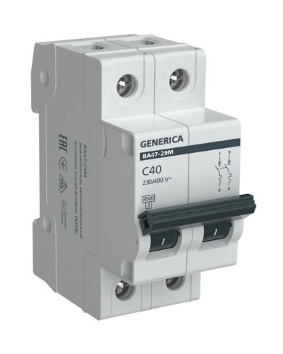 GENERICA ВА47-29М 2P C 40А 4,5кА (MVA21-2-040-C-G). Автоматический выключатель. IEK в Щелково