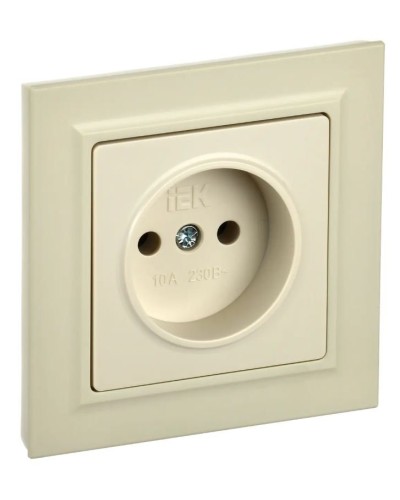 Розетка без з/к в сборе РСР10-1-0-БрКр бежевый BRITE (BR-R10-10-K10-F). Розетка без заземления без защитных шторок. IEK в Щелково