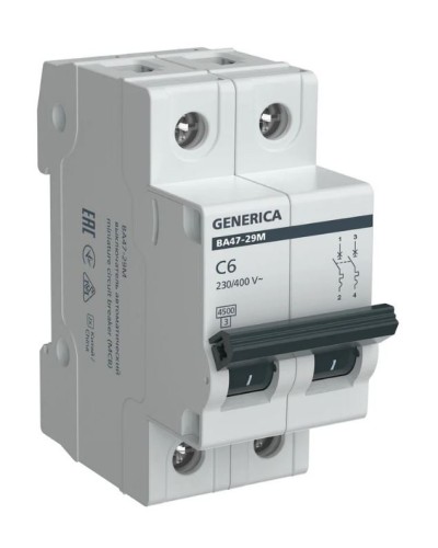 GENERICA ВА47-29М 2P C 6А 4,5кА (MVA21-2-006-C-G). Автоматический выключатель. IEK в Щелково