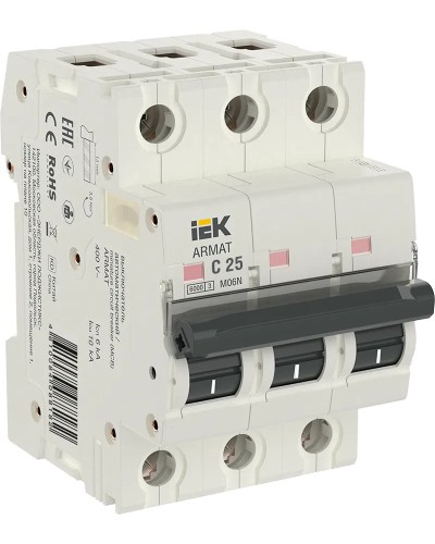 M06N 3P C 25А 6кА ARMAT (AR-M06N-3-C025). Автоматический выключатель. IEK в Щелково