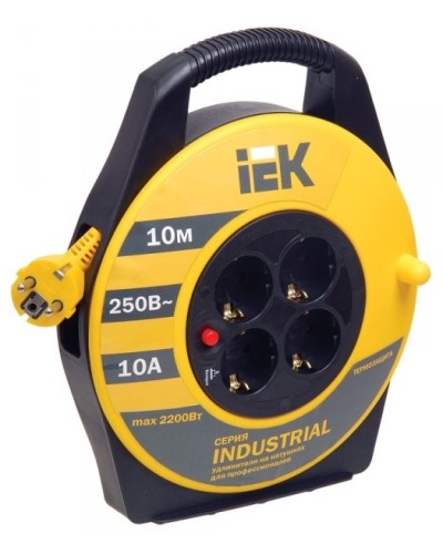 УК10 4 места, 10м (WKP14-10-04-10). Удлинитель на катушке Industrial. IEK в Щелково