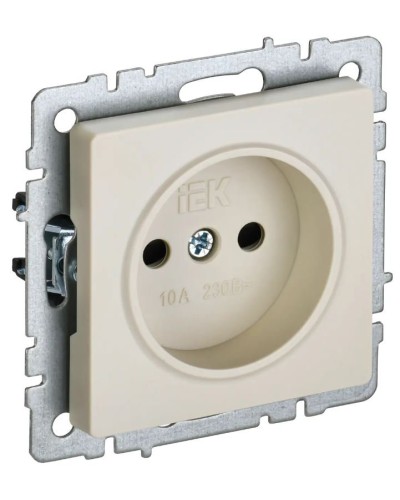 Розетка без з/к РСш10-2-БрКр бежевый BRITE (BR-R13-10-K10). Розетка без заземления с защитными шторками. IEK в Щелково