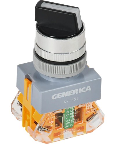 Переключатель D7-11X2 на 2 положения черный GENERICA (BSW50-11X2-3-21-2-K02-G). Переключатель. IEK в Щелково