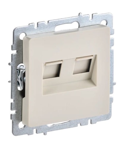 Розетка RJ11+RJ45 РК/Т12-БрКр бежевый BRITE (BR-KT20-O-1-K10). Розетка двойная. IEK в Щелково