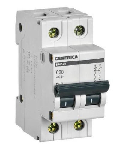 GENERICA ВА47-29 2P C 20А 4,5кА (MVA25-2-020-C). Автоматический выключатель. IEK в Щелково