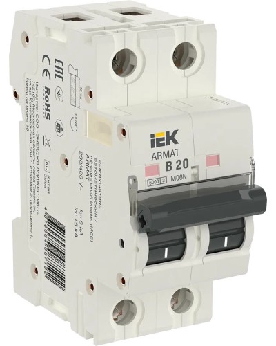 M06N 2P B 20А 6кА ARMAT (AR-M06N-2-B020). Автоматический выключатель. IEK в Щелково