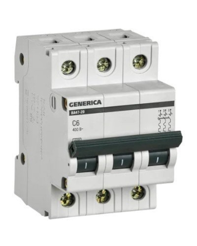 GENERICA ВА47-29 3P C 6А 4,5кА (MVA25-3-006-C). Автоматический выключатель. IEK в Щелково