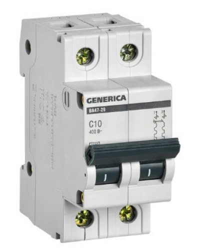 GENERICA ВА47-29 2P C 10А 4,5кА (MVA25-2-010-C). Автоматический выключатель. IEK в Щелково