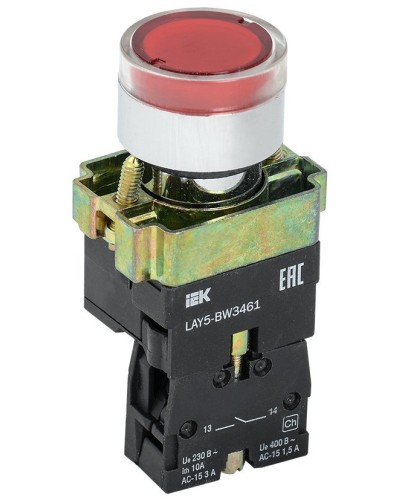 Кнопка LAY5-BW3461 с подсветкой красный 1з (BBT50-BW-K04). Кнопка с подсветкой. IEK в Щелково