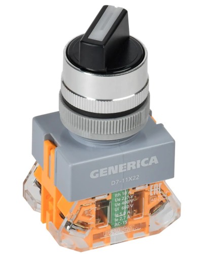 Переключатель D7-11X22 на 2 положения черный GENERICA (BSW50-11X22-3-22-2-K02-G). Переключатель с самовозвратом. IEK в Щелково