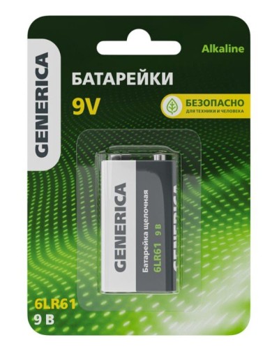 Батарейка Alkaline 6LR61 9V GENERICA (ABT-6LR619V-ST-L02-G). Батарейка щелочная. IEK в Щелково