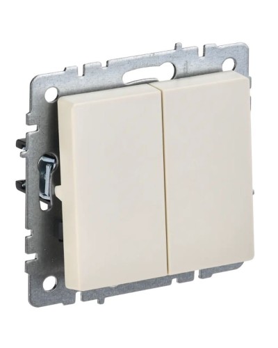 Выключатель 2-клавишный проходной ВС10-2-6-БрКр бежевый BRITE (BR-V22-0-10-K10). Выключатель. IEK в Щелково