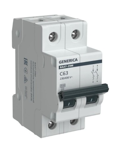 GENERICA ВА47-29М 2P C 63А 4,5кА (MVA21-2-063-C-G). Автоматический выключатель. IEK в Щелково