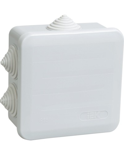 Коробка распаячная КМ41255 100х100х50 открытой проводки IP44 6 гермовводов серая (UKOZ11-100-100-050-K41-44). Коробка распаячная безгалогенная (HF) с защелкивающейся крышкой. IEK в Щелково