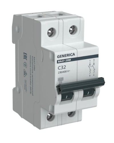 GENERICA ВА47-29М 2P C 32А 4,5кА (MVA21-2-032-C-G). Автоматический выключатель. IEK в Щелково