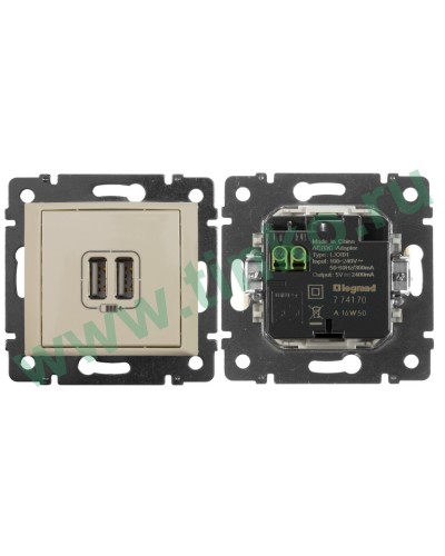 Розетка Valena двойная, USB, слоновая кость (774170). Розетка. LegranD в Щелково