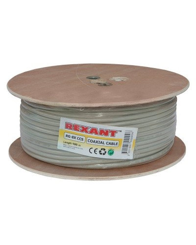 RG-8X, 50 Ом, CCS/Al/A, 75% (01-2021). Кабель коаксиальный радиочастотный. Rexant в Щелково
