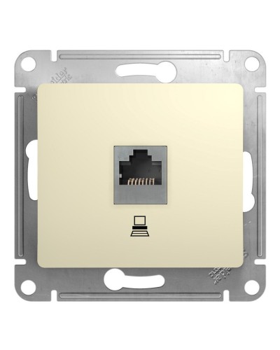 Glossa розетка RJ45 1-местная, кат. 5Е, скрытой установки, механизм, бежевый (GSL000281K). Розетка компьютерная. Systeme Electric в Щелково
