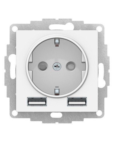 AtlasDesign розетка 1-местная с 2 USB A+A, скрытой установки, механизм, белый (ATN000130). Розетка с USB. Systeme Electric в Щелково