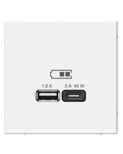 ArtGallery розетка USB тип-A+C 45Вт, скрытой установки, механизм, белый (GAL000129). Розетка USB. Systeme Electric в Щелково