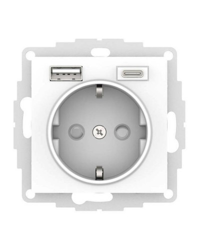 AtlasDesign розетка 1-местная с 2 USB A+C, скрытой установки, механизм, белый (ATN000132). Розетка с USB. Systeme Electric в Щелково