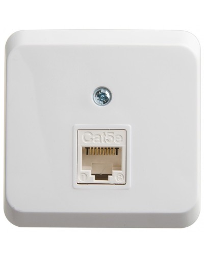 Этюд розетка RJ45 1-местная, кат. 5Е, открытой установки, белый (KOMA-001B). Розетка компьютерная. Systeme Electric в Щелково
