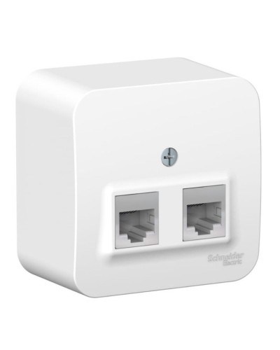BLANCA розетка RJ11+RJ45, 2-местная, кат. 5Е, открытой установки, белый (BLNIA045111). Розетка компьютерная + телефонная с изолированной пластиной. Systeme Electric в Щелково