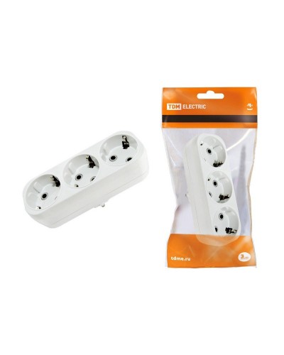 Блок на 3 гнезда 2П+З плоский 16А 250B TDM (SQ1806-0033). Розетка. TDM ЕLECTRIC в Щелково
