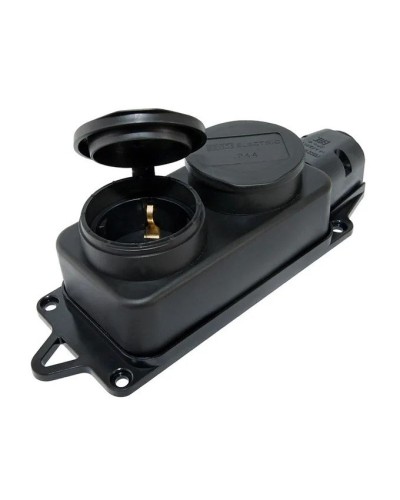 Розетка двухместная 2Р+РЕ 16А 250В IP44 (SQ0612-0037). Розетка двухместная с заглушками каучук. TDM ЕLECTRIC в Щелково