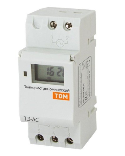 ТЭ-АС-1мин/24ч-8on/off-16А-DIN (астрономический) TDM (SQ1503-0023). Таймер электронный. TDM ЕLECTRIC в Щелково