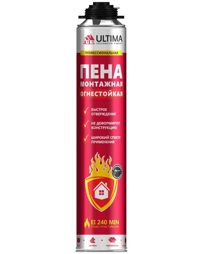 Пена огнестойкая ULTIMA PRO, 750 мл. Пена монтажная профессиональная. ULTIMA в Щелково