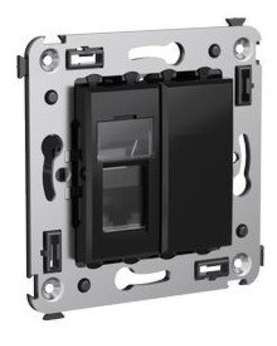 Розетка RJ-45 в стену Avanti одинарная черный квадрат (4402463). Розетка компьютерная. ДКС в Щелково